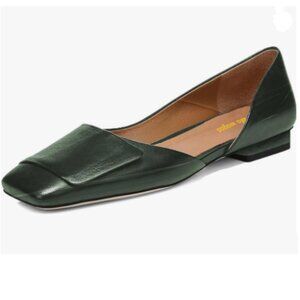 Wo Wagas Dark Green Pump Side Cut Block Low Heel Square Toe Slip On Working Shoe
